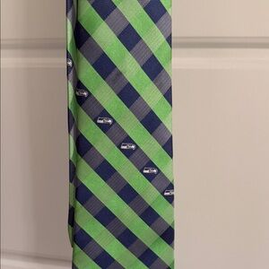 NFL Seattle Seahawks Green and Blue Plaid Tie